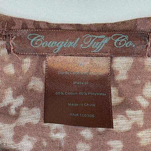 Cowgirl Tuff Co VTG Burnout L/S Top Womens SIZE MEDIUM Shirt Western Y2k Rodeo - Picture 3 of 10
